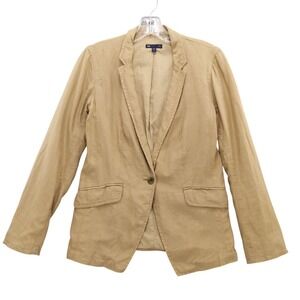Gap Linen Blend Blazer Women's Size 2 Button Front Pockets Tan‎ Casual